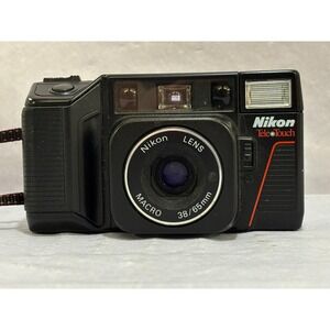 Nikon Tele Touch 35mm Film Camera 38/65mm Macro Dual Lens Point & Shoot Black